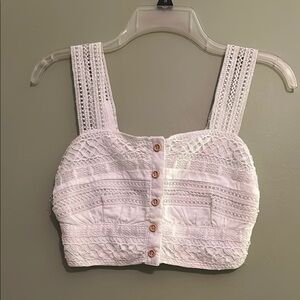 Japna Goa Beachwear White Lace Faux Button-Up Women's Top Size S